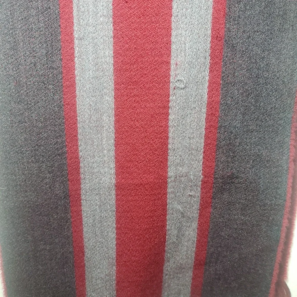 Phenix‎ 100% Merino Wool Striped Scarf Red Gray Black w/Fringe 67